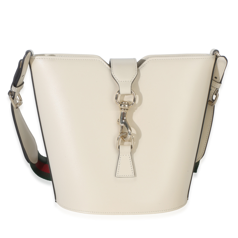Gucci White Tritone Calfskin Ophidia Web Mini Bucket Bag